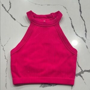 Aerie Hot Pink Ribbed Crop Top